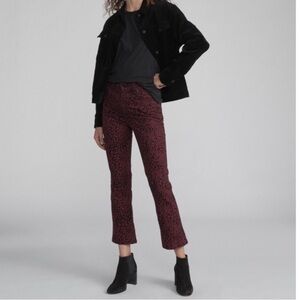 RAG & BONE Hana Cheetah Bootcut Jeans in Burgundy size 28
